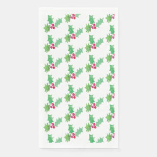 Watercolor Kerst Bes Handgeschilderd Patroon Servet