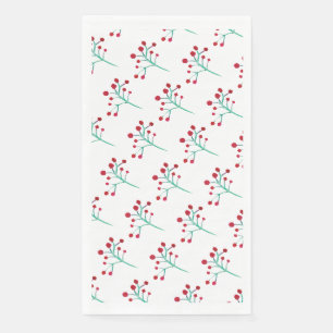 Watercolor Kerst Bes Takken Geschilderd Patroon Servet