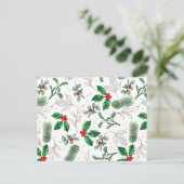 Watercolor Kerst Bladeren en Bessen Wit Briefkaart (Staand voorkant)