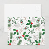 Watercolor Kerst Bladeren en Bessen Wit Briefkaart (Voorkant / Achterkant)