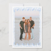 Watercolor Kerst Blauw Grandmillennial Bloemig Feestdagenkaart (Voorkant)