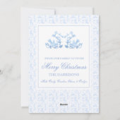 Watercolor Kerst Blauw Grandmillennial Bloemig Feestdagenkaart (Achterkant)