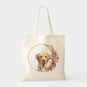 Watercolor Kerst Bloem Honden Ontwerp Tote Bag