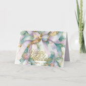 Watercolor Kerst Bloemenslinger Paars Teal Feestdagen Kaart (Voorkant)