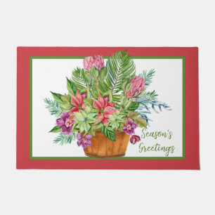 Watercolor Kerst botanische boeket Deurmat
