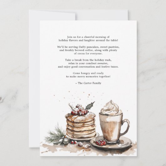 Watercolor Kerst Brunch Feest Holiday Rustic Kaart (Achterkant)