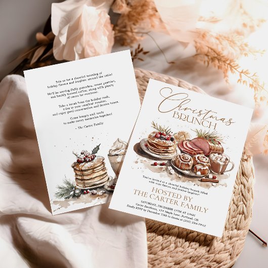 Watercolor Kerst Brunch Feest Holiday Rustic Kaart