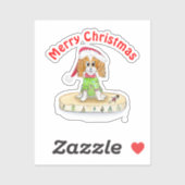 Watercolor Kerst Cavalier King Charles Spaniel    Sticker (Vel)