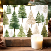 Watercolor Kerst Dennenbomen Feestdagen Kaart