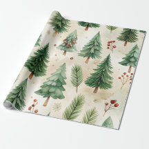 Watercolor Kerst Dennenbomen Naadloos