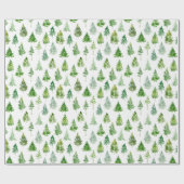 Watercolor Kerst Dennenboom Cadeaupapier (Vlak)
