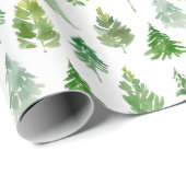 Watercolor Kerst Dennenboom Cadeaupapier (Rol Hoek)