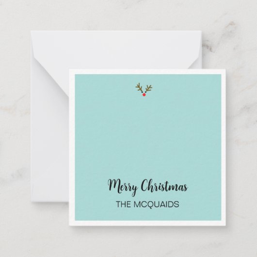 Watercolor Kerst Dennenboom met Rudolf genaamd Notitiekaartje (Achterkant)