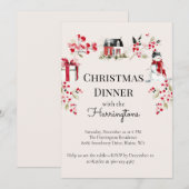 Watercolor Kerst Dinner Uitnodiging (Voorkant / Achterkant)