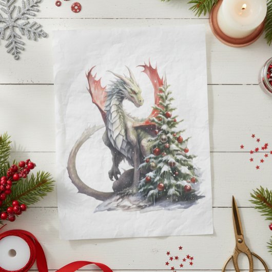 Watercolor Kerst Draak Tissuepapier