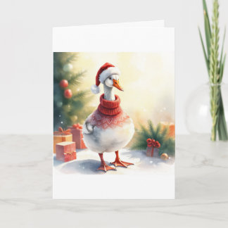 Watercolor Kerst Eend Kaart