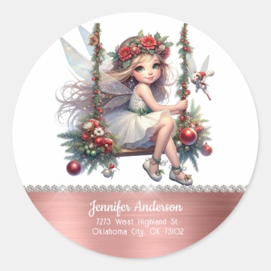 Watercolor Kerst Elf Ronde Sticker (Voorkant)