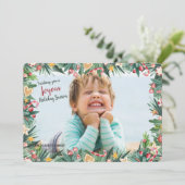 Watercolor Kerst Fotokaart Kaart (Staand voorkant)