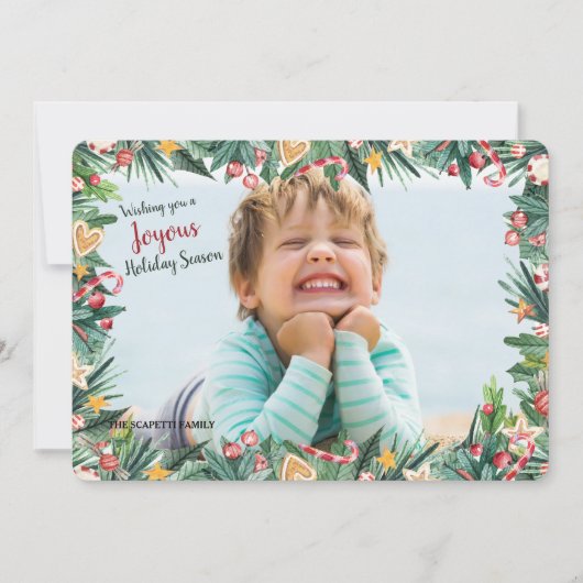 Watercolor Kerst Fotokaart Kaart (Voorkant)