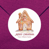 Watercolor Kerst Ginger Bread Huis Ronde Sticker