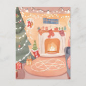 Watercolor Kerst Haard Briefkaart (Voorkant)