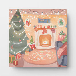 Watercolor Kerst Haard Fotoplaat