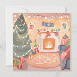 Watercolor Kerst Haardkaart