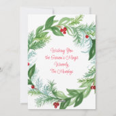 Watercolor Kerst Holiday Krans PERSONALISEER  Feestdagenkaart (Achterkant)