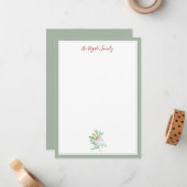 Watercolor Kerst Holly en Bessen Notitiekaarten Notitiekaartje (Voorkant / Achterkant in situ)