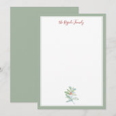 Watercolor Kerst Holly en Bessen Notitiekaarten Notitiekaartje (Voorkant / Achterkant)