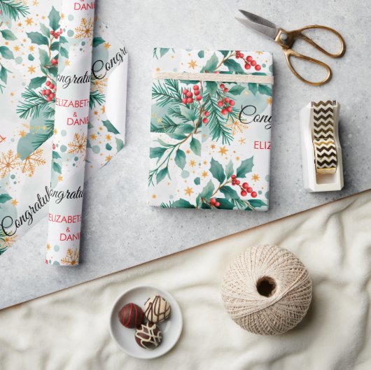 Watercolor Kerst Huwelijk Inpakpapier (Crafts)