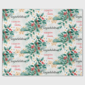 Watercolor Kerst Huwelijk Inpakpapier (Vlak)