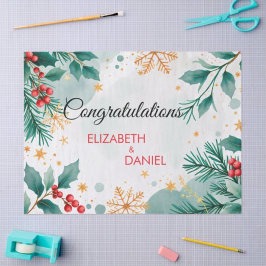 Watercolor Kerst Huwelijk Inpakpapier Tissuepapier (Craft)