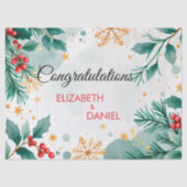 Watercolor Kerst Huwelijk Inpakpapier Tissuepapier (Voorkant)