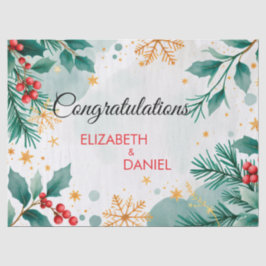 Watercolor Kerst Huwelijk Inpakpapier Tissuepapier