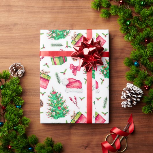 Watercolor Kerst Inpakpapier (Feestdagen Geschenken)