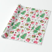 Watercolor Kerst Inpakpapier (Uitgerold)