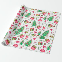 Watercolor Kerst Inpakpapier