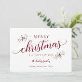 Watercolor Kerst-Ivoor Niet-Foto Kerstkaart (Staand voorkant)