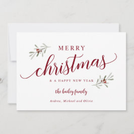Watercolor Kerst Ivy Niet-Foto Kerstkaart
