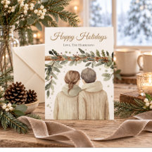 Watercolor Kerst Kaart voor Koppel