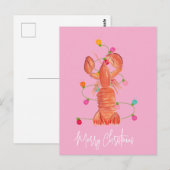 Watercolor Kerst Kreeft Schaaldier Briefkaart (Voorkant / Achterkant)