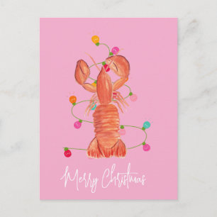 Watercolor Kerst Kreeft Schaaldier   Briefkaart