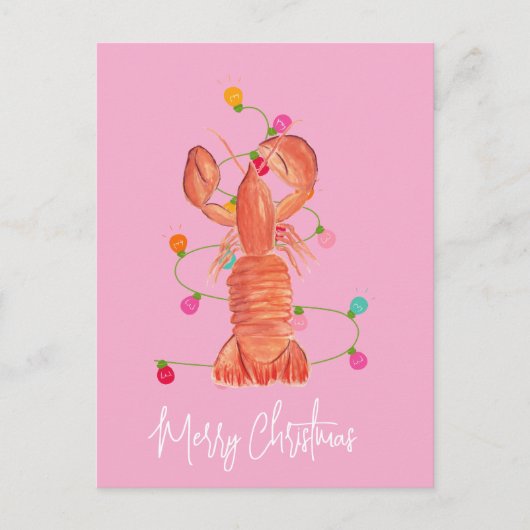 Watercolor Kerst Kreeft Schaaldier Briefkaart (Voorkant)