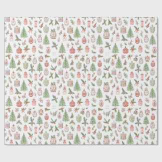 Watercolor Kerst Naadloze Patronen Cadeaupapier