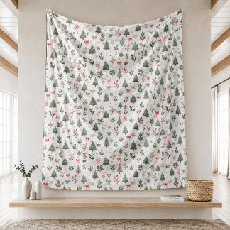 Watercolor Kerst Naadloze Patronen Fleece Deken