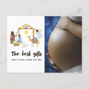 Watercolor Kerst Nativity Verwachtende Baby Aankondigingskaart
