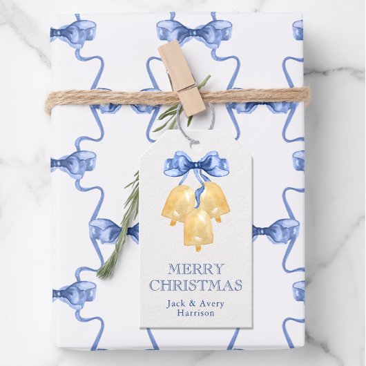 Watercolor Kerst of Trouwbellen Cadeaulabel
