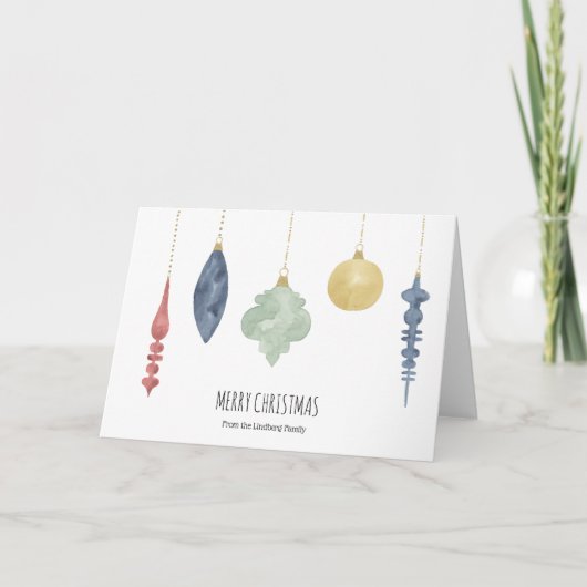 Watercolor Kerst Ornament Kaart (Voorkant)