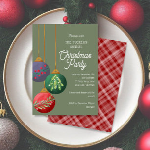 Watercolor Kerst Ornamenten Kerstfeest Party Kaart